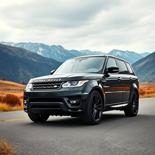 Range Rover Sport negro conduciendo por un camino rural con monta√±as al fondo